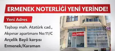 Ermenek Noterliği Yeni Adresinde Hizmet Vermeye Başladı