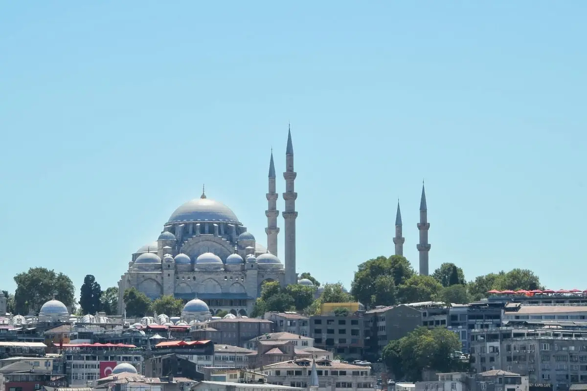 Captivating view of the Suleymaniye Mosque with its iconic minarets in Istanbul, Turkey.