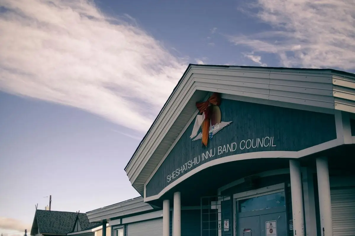 Exterior view of the Sheshatshiu Innu Band Council building in Newfoundland, Canada.