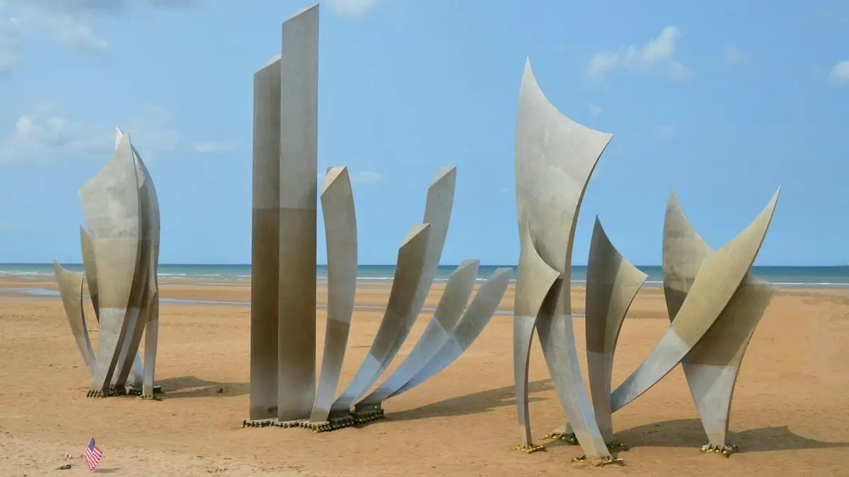 Le Brave monument on Omaha Beach in Colleville-sur-Mer, France.