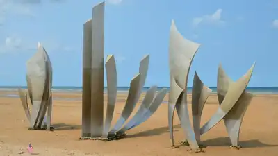 Le Brave monument on Omaha Beach in Colleville-sur-Mer, France.