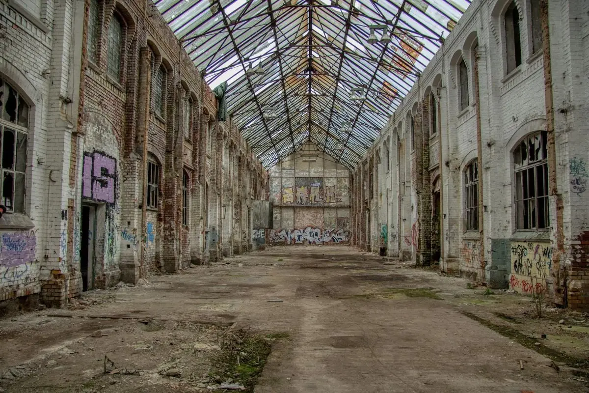 Explore the haunting beauty of this abandoned industrial warehouse in Leipzig, Germany.