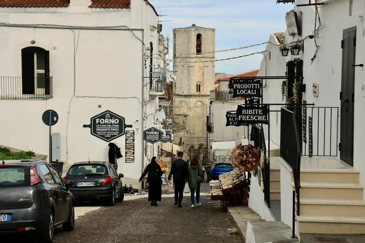 Explore the quaint streets of Monte Sant'Angelo, Puglia, Italy.