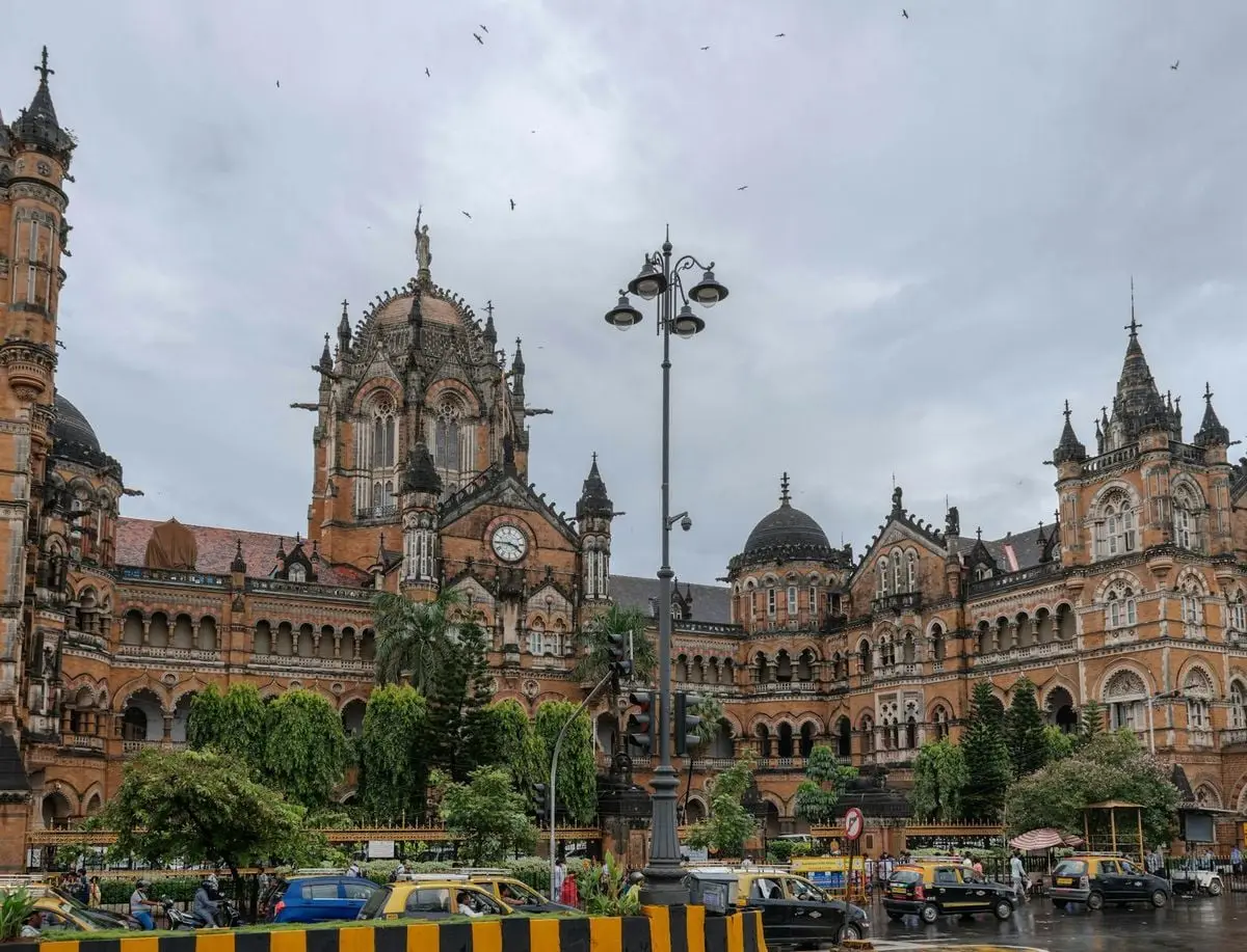 Beautiful view of the Chhatrapati Shivaji Maharaj Terminus, an iconic Mumbai railway station.