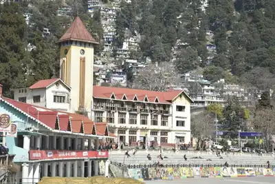Discover the scenic beauty of Nainital with this captivating lakeside view featuring the iconic clock tower.