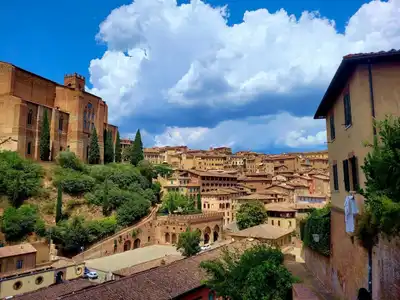 Discover Siena's historic architecture with a stunning view of the Basilica of San Domenico.
