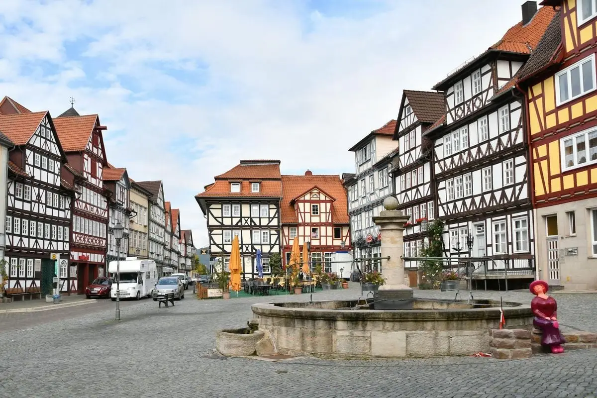 Charming half-timbered houses in Bad Sooden-Allendorf, Germany.