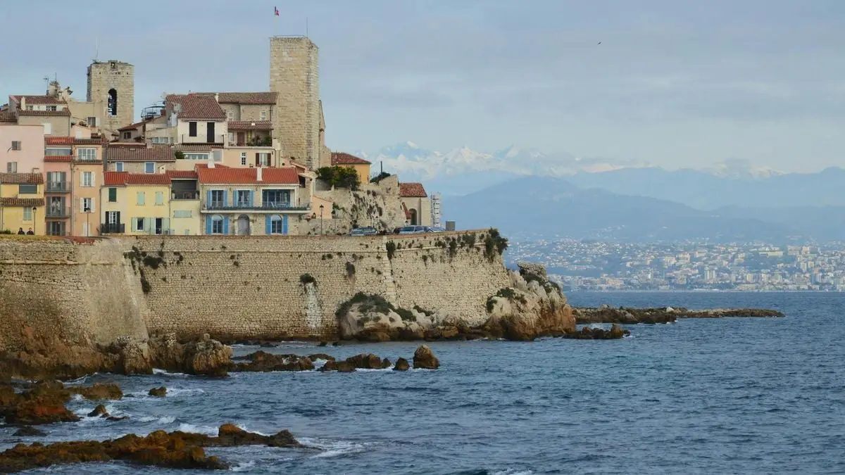 Charming coastal town of Antibes, France with historic fortifications overlooking the Mediterranean Sea.