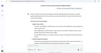 DeepSeek'e göre Ermenek ve Yamaç Paraşüt Sporu