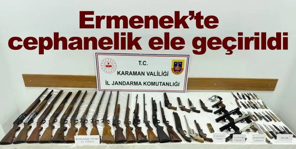 Ermenek ve Kazancı Jandarma Ekipleri Köy Evinde Silah Deposunu Ele Geçirdi
