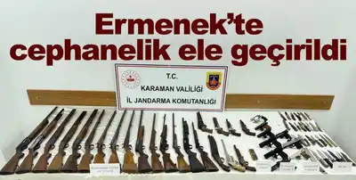 Ermenek ve Kazancı Jandarma Ekipleri Köy Evinde Silah Deposunu Ele Geçirdi