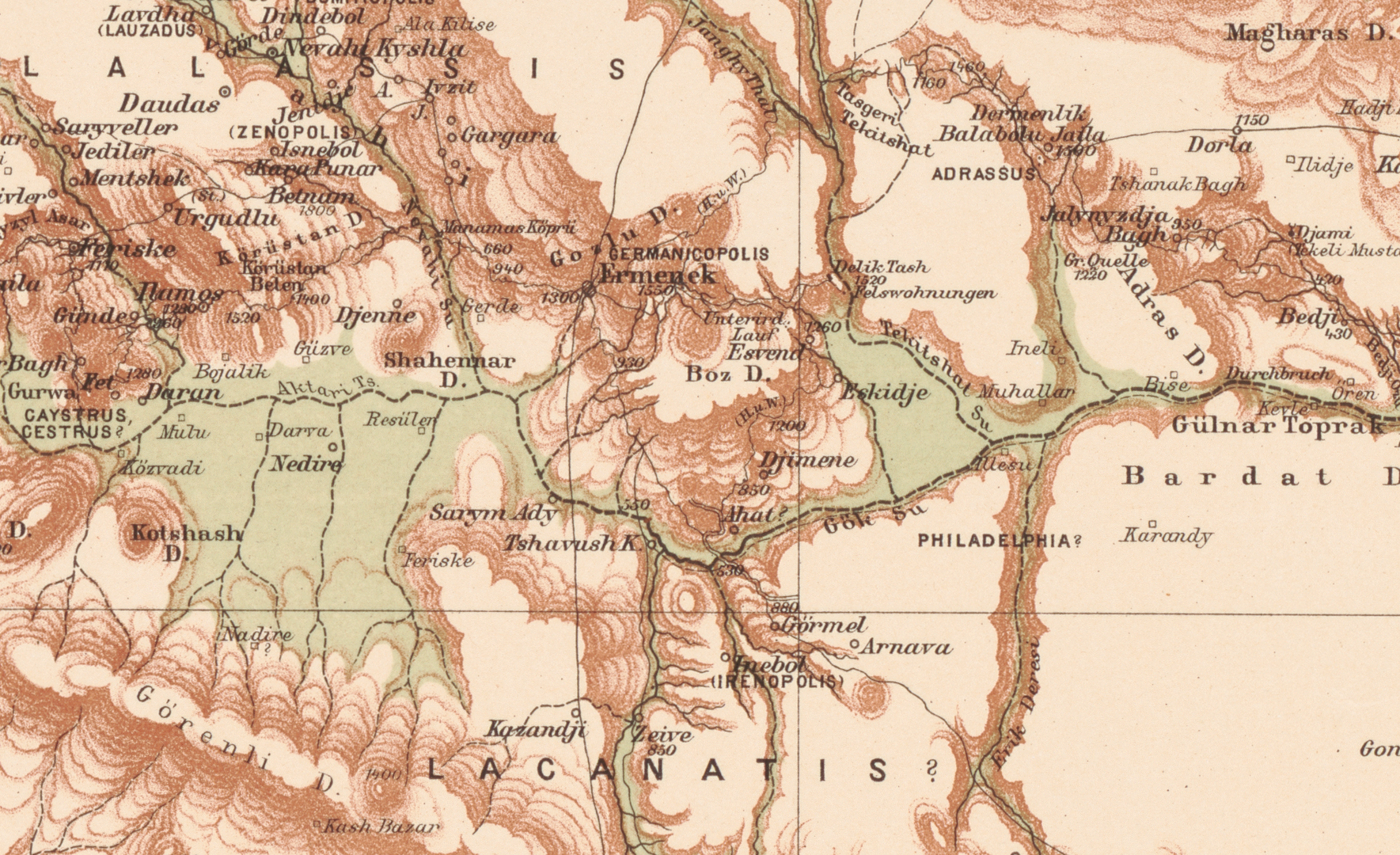 19. YY'da yaşayan Alman Haritacı Karte von Kleinasien'in Ermenek Haritası