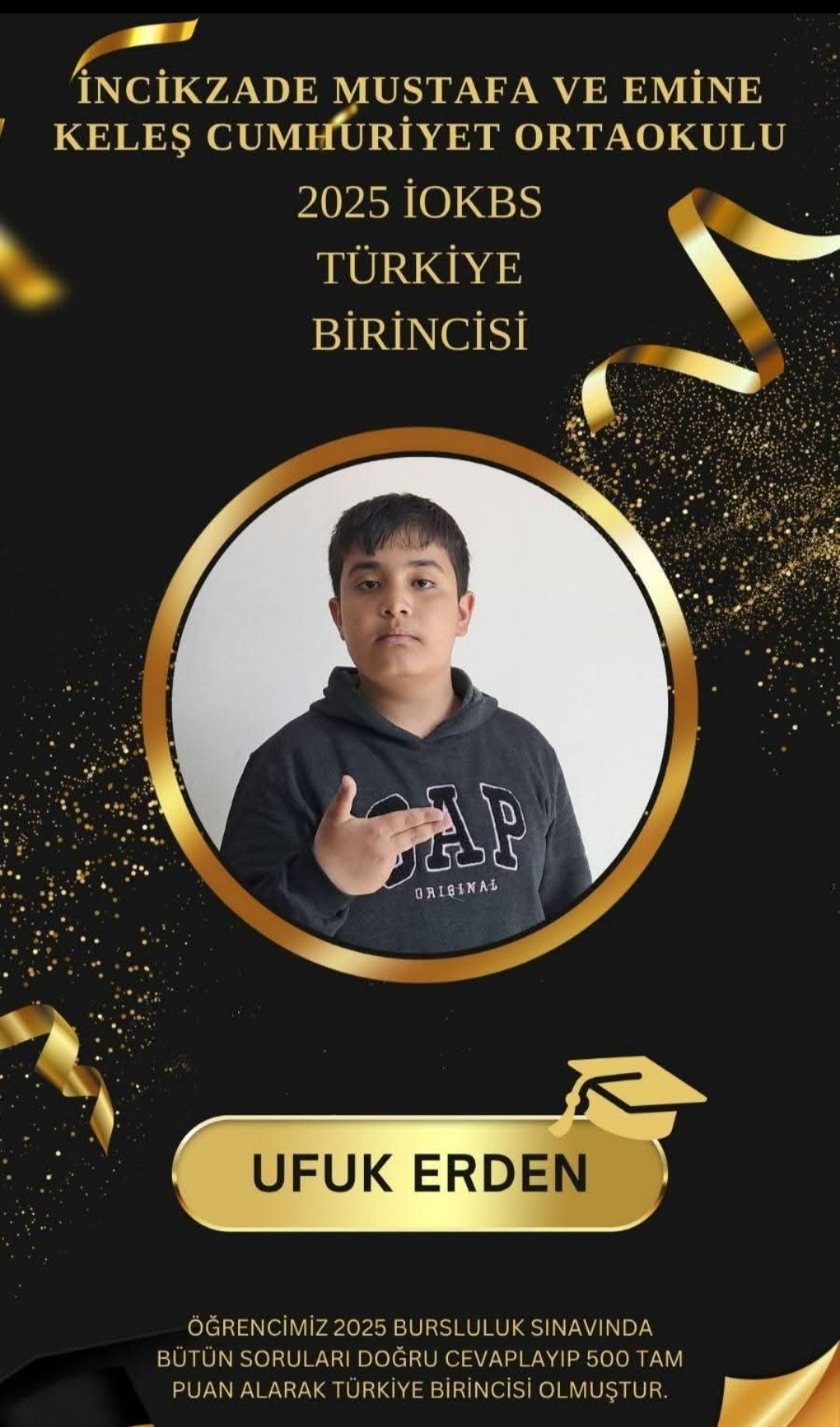Ermenek’li Öğrenci İOKBS’de Türkiye Birincisi: 500 Tam Puanla Tarihe Geçti